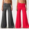 Yoga Pants Pleated Texture Waist Wide Leg Leisure Elastic High Pants Pure Color Loose