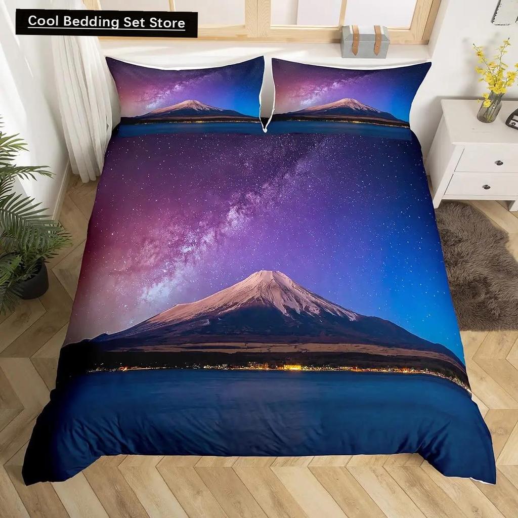 Comforter Volcano King Queen Eruption Lava Bedding Set For Kids Teens Adults Natural Disaster Molten Polyester