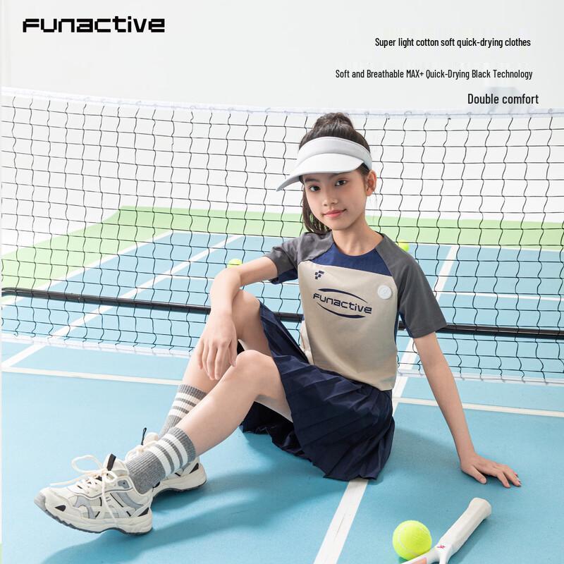 FUN ACTIVE Girls' Color-Blocked Short Sleeve Performance Tee