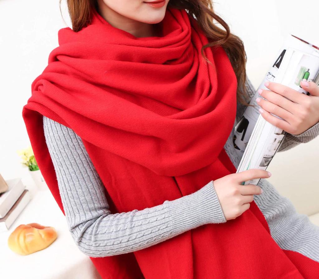 Plus Size Ethnic Style Retro Chinese Red Scarf - Imitation Cashmere Shawl, Solid Color, Autumn/Winter Gift