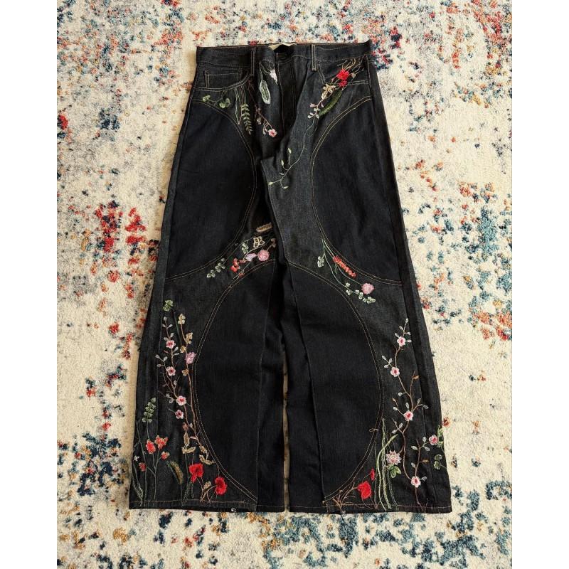 Vintage Gothic Wide-Leg Distressed Washed Denim Jeans Men 2025 Casual Straight Fit