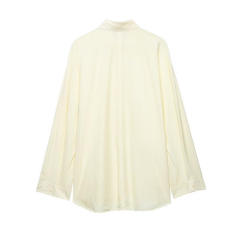 2026 Spring New Style Women's Fashionable Casual Loose Versatile Poplin Solid Color Shirt