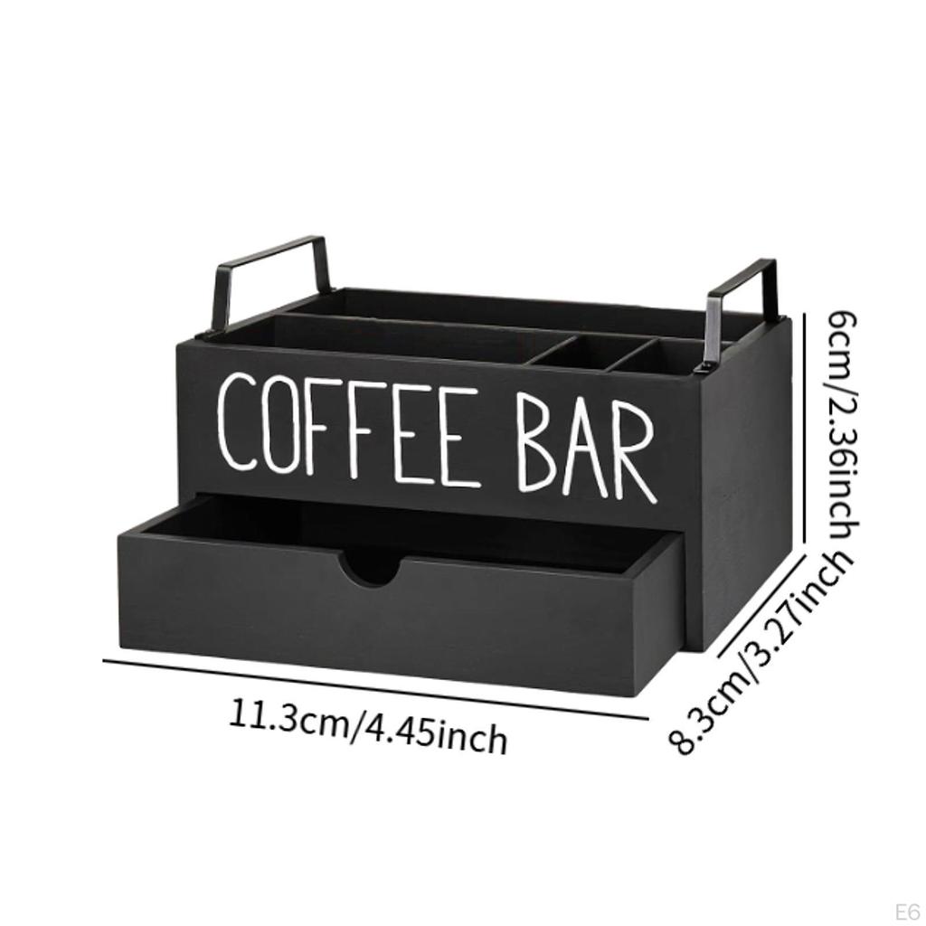 Coffee Organizer for Countertop, Wooden Holder and Accessories