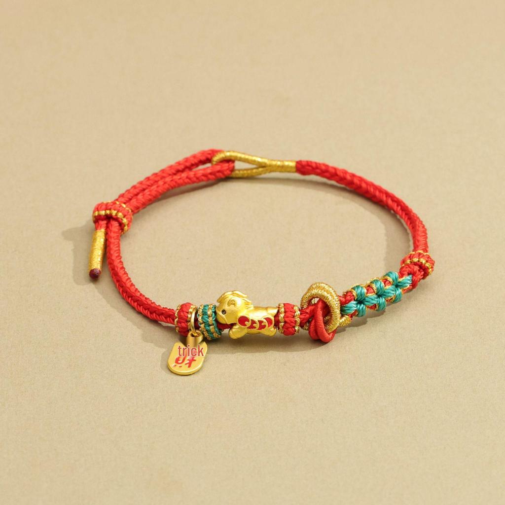 Handmade Zodiac Horse Red String Bracelet - Ethnic Style New Year Gift