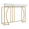 Console Table with 2 Drawers Light Luxury Modern Metal Golden Frame Living Room Farmhouse Long Hallway Table Behind Sofa Narrow Entryway Table