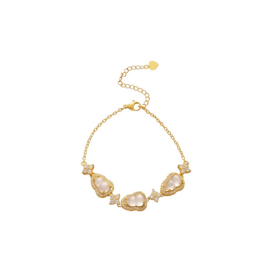 Minimalist Zircon Gourd Bracelet & Necklace Set - Elegant Women's Clavicle Chain Jewelry