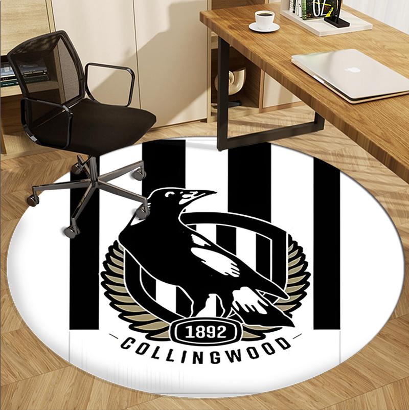 Collingwood Magpies Pattern Round Rug, Indoor/Outdoor Mat, for Picnic, Gameroom, Bedroom, Office, Living Room, Home Decor Carpet, Birthday Gift