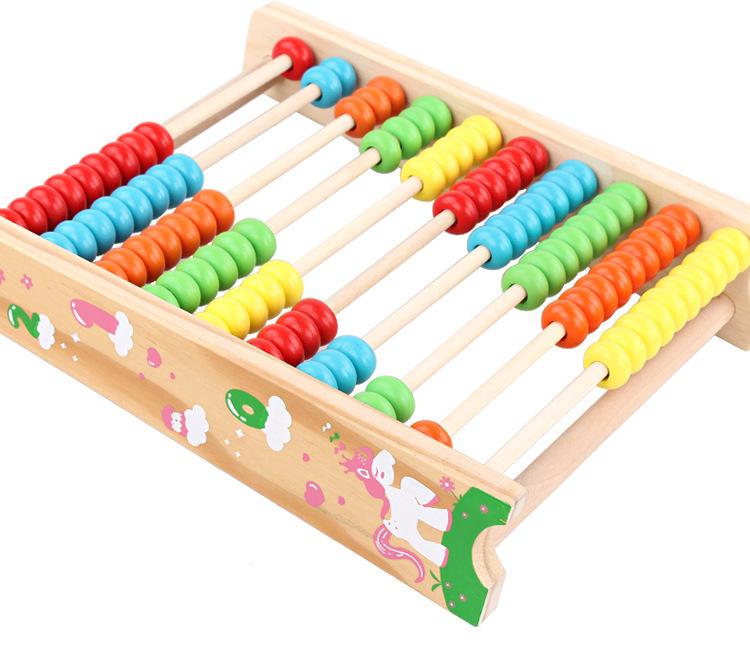 Wooden Colorful Number Abacus: Educational Toy for Kids, Ten-Row Arithmetic Learning Aid