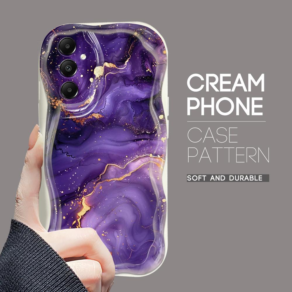 Cute Cartoon Pattern Cream Texture Casing Wavy Edge Soft Silicone Cover Phone Case for Samsung