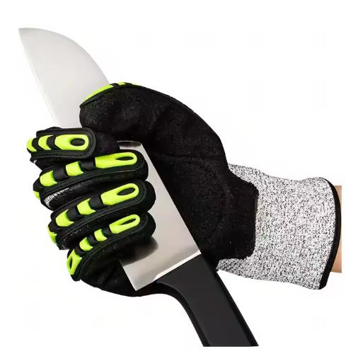 Factory Price Anti Cutting TPR Shockproof Nitrile Coated Anti Impact Labor Protection Shock Absorbing Cut Resistant Work Gloves (Gray,M) серый