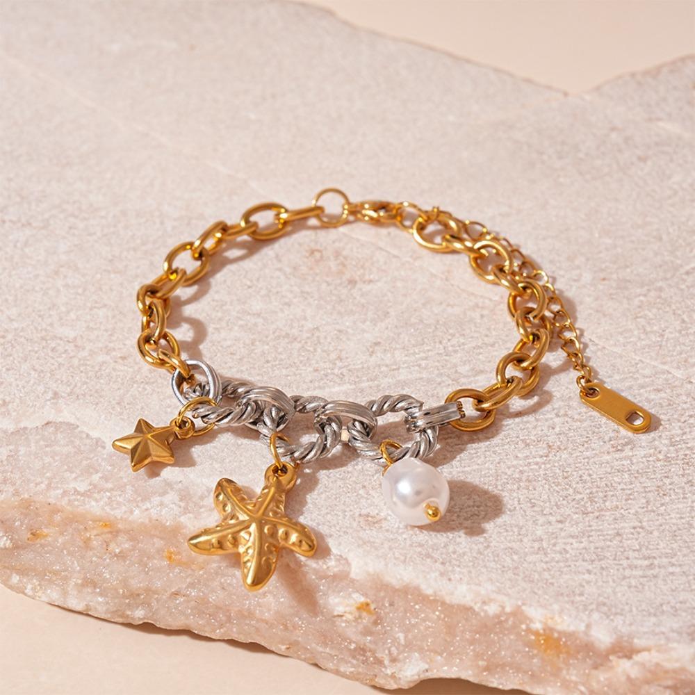 Ocean Animal/Flower Starfish Steel Bracelet Beach Sea Series Starfish Hand Chain  Women