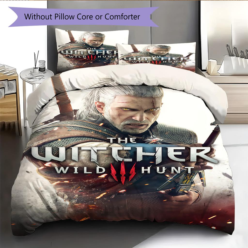 The Witcher Poster Bedding Quilt Set Quilt Cover Pillowcase Home Decoration Birthday Gift (1 * Duvet Cover + 2 * Pillowcase, Without Core)