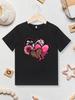 Girls Leopard Heart Graphic Short Sleeve Tee Shirt Kids Tshirt