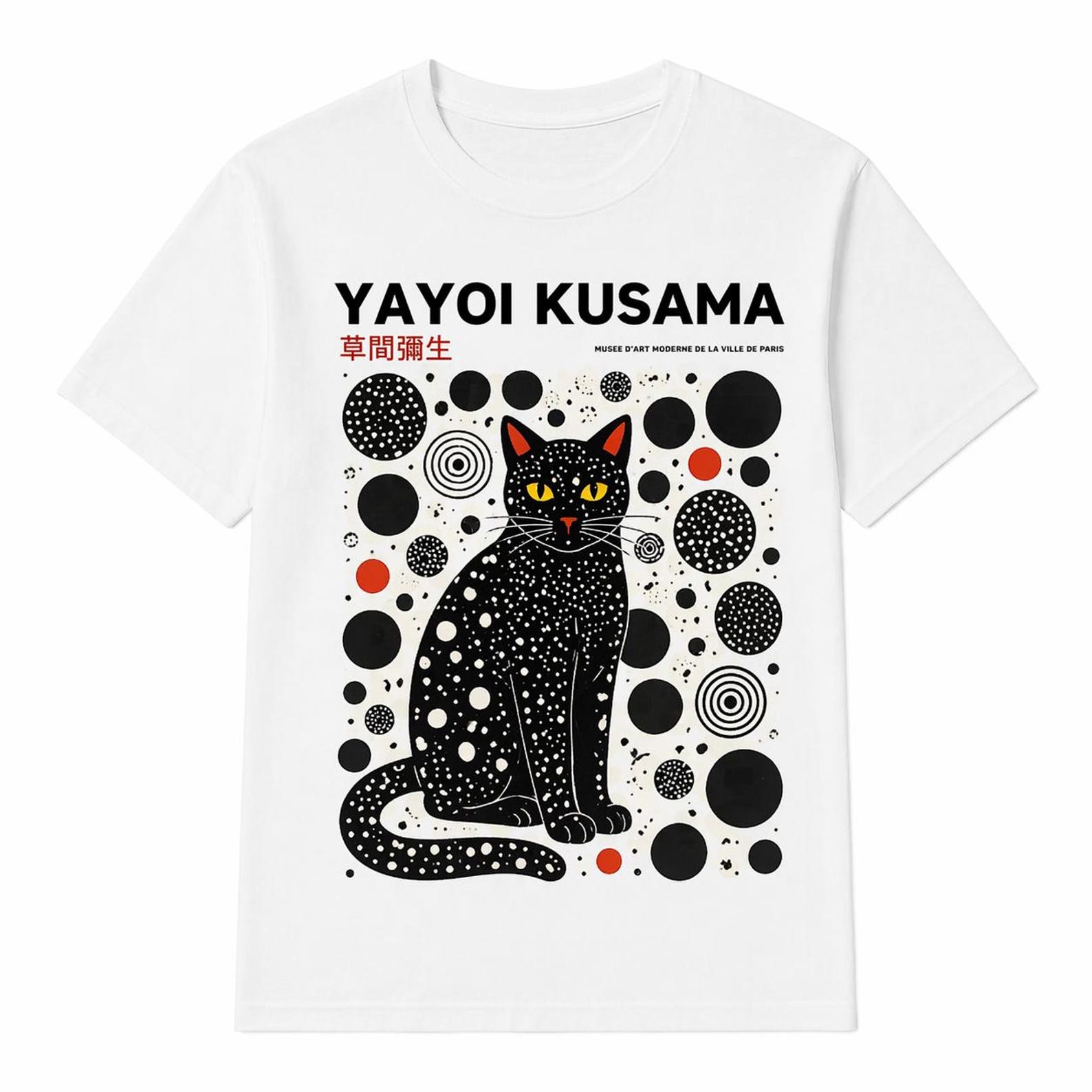 Abstract Polka Dot Cat T-Shirt – Modern Art Style Graphic Tee 3XL