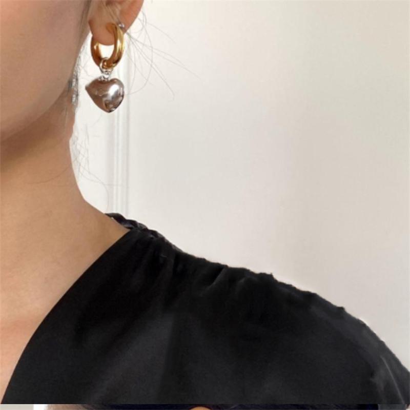 Declarație Minimalist Aur Argintiu Culoare Mixt Solid Inimă Pandantiv Cercei Cercei Street Style Bijuterii Moda Coreeană Cadou