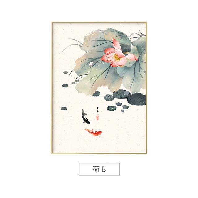 Traditional Chinese Lotus Wall Art Canvas Painting Plant Posters and Prints Wall Picture For Living Room Bedroom Home Decoration