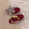 Red Plush Christmas Snowflake Cat Hair Clip for Women - Sweet & Versatile Style