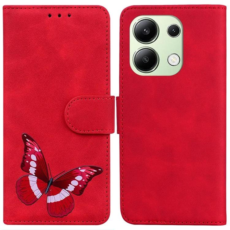 

Для Xiaomi Redmi Note 13 4G кожаный чехол-кошелек с принтом бабочки чехол для телефона