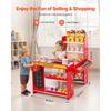 VEVOR Kids Grocery Store Playset, Wooden Play Store with Shopping Bag, Kids Supermarket Pretend Play Toy Set with Conveyor Belt, Scanner