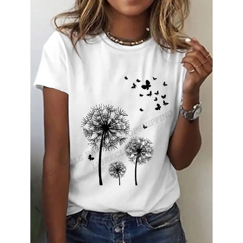 Dandelion 3d Print T-shirt Women Fashion T-shirts Floral T Shirt Harajuku Short Sleeve Tops Tees Fitness Breathable Girls Tshirt