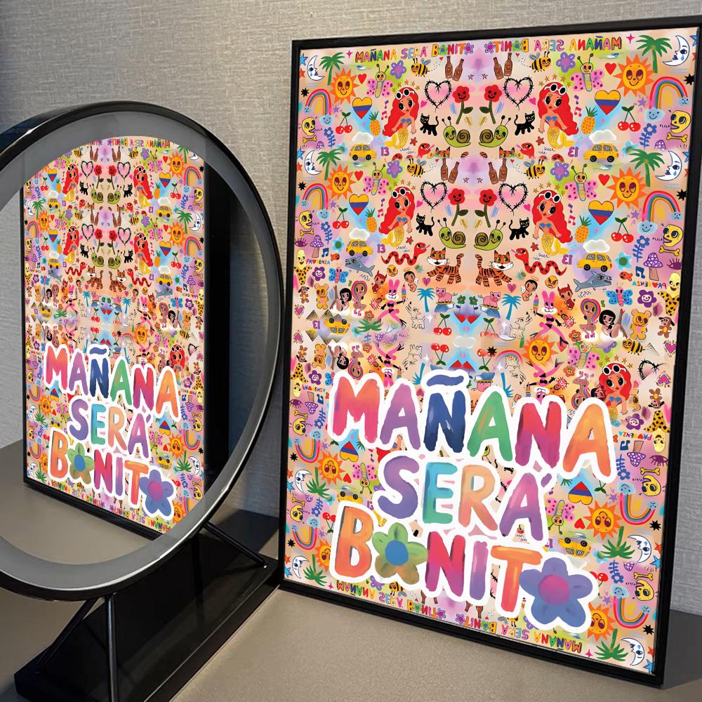 Karol g Manana Sera Bonito Self-adhesive poster Kraft Paper Prints and Posters Home Room Bar Cafe Decor Art Wall Painting