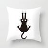 Skull Cat Black  Home Decor Cushion Cover Naughty  Sofa Car Decoration 45x45cm Pillowcase Square Polyester