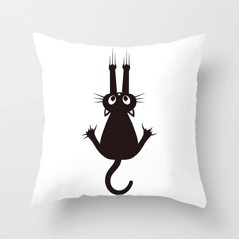 Skull Cat Black Home Decor Cushion Cover Naughty Sofa Car Decoration 45x45cm Pillowcase Square Polyester