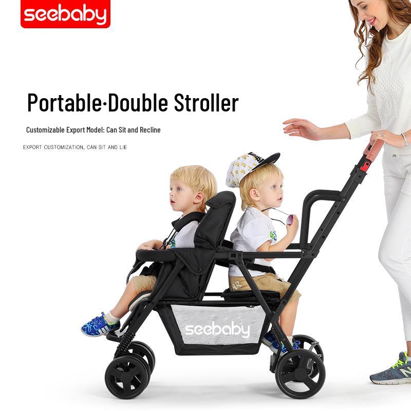 Shengdebei Twin Baby Stroller: Reclining, Foldable, Front & Rear Seats