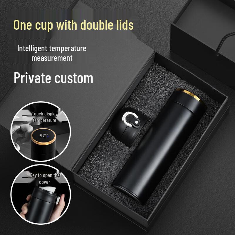 Умная термобутылка Meishangyuan 460 мл из нержавеющей стали 316 с двойной крышкой