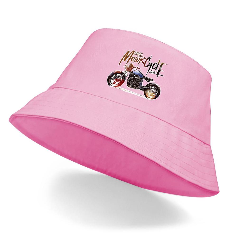 Bucket Hat With Handsome Motorcycle Print , Sun Hat Solid Color Fashion Sun Protection Beach Cap