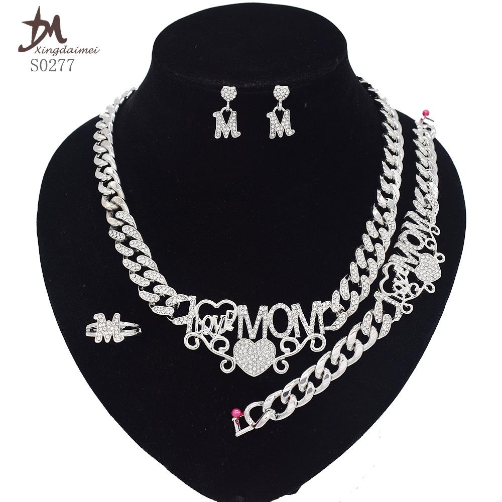 T0245 High Quality 14K Gold Plating Jewelry Women Jewelry Set 14k Gold Plating Diamond XOXO Jewelry Set