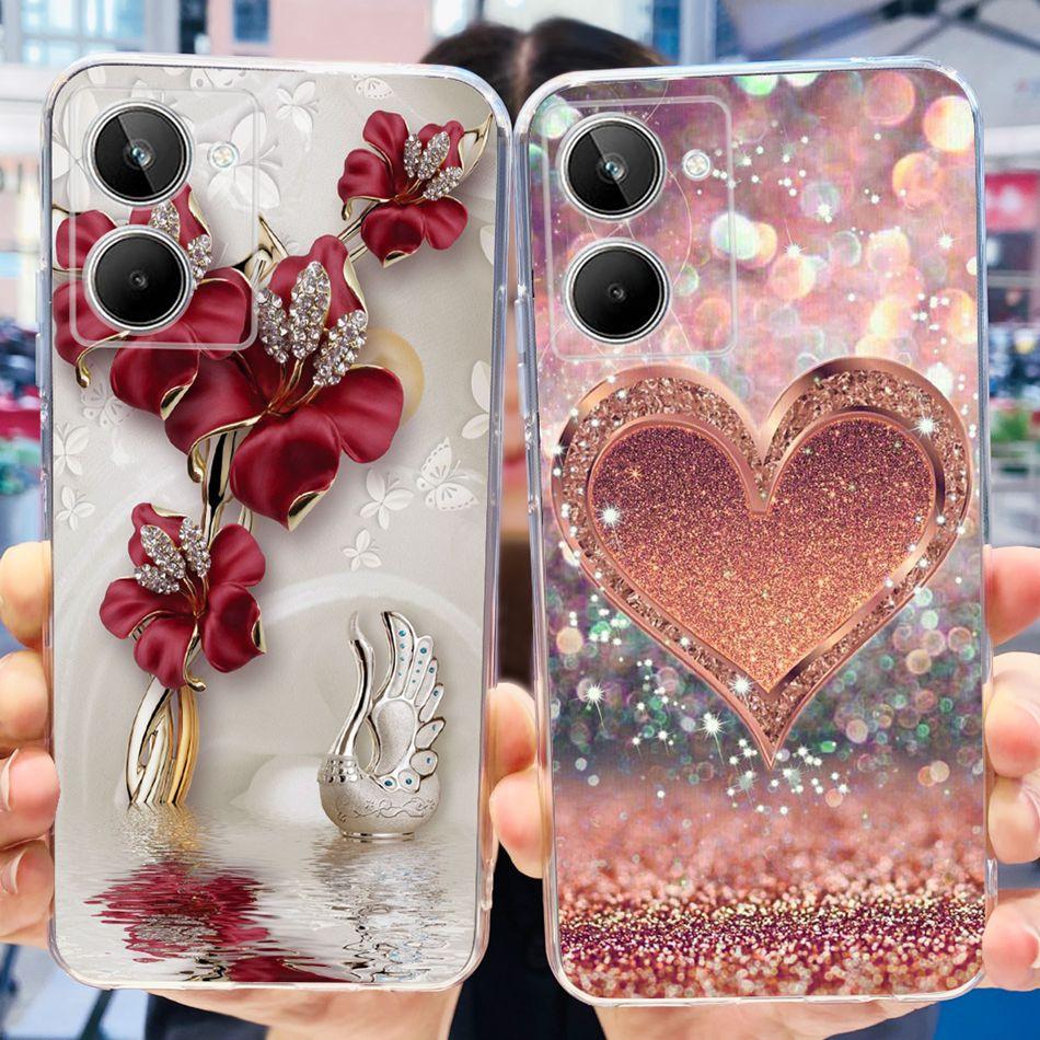 Cute Flower Cat Painted Case For Realme 10 / Realme 10 Pro / Realme 10 Pro+ Soft Silicone TPU Cover For Realme10 4G 10Pro Plus