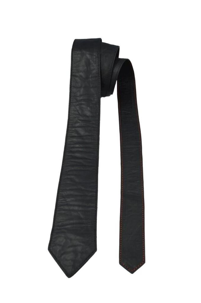 Tie Partywear Leather Stylish Wedding Men Genuine Real Lambskin Black Neck