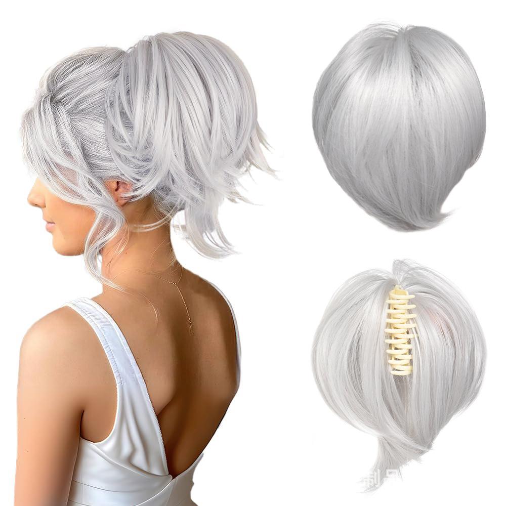 Synthetic DIY Claw Clip In Fluffy Ponytail Wig Hair Extensions Hairpiece Hair Bun Fake Black Blonde Natural Hair Wig