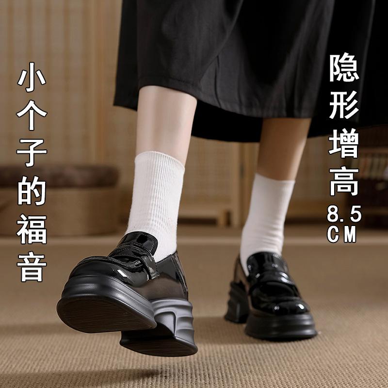 Platform women's new velvet inner height increase small leather shoes small size 3233 thick heel single shoes women
