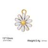 1pc Enamel Flower Charms for Jewelry Making Stainless Steel Gold Pendant for Earring Necklace Bracelet Accessories
