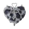 Plush Plush Heart Shaped Keychain In Y2K Style With Rhinestones And Metal Wing Elegant Bag Hanging Ornament
