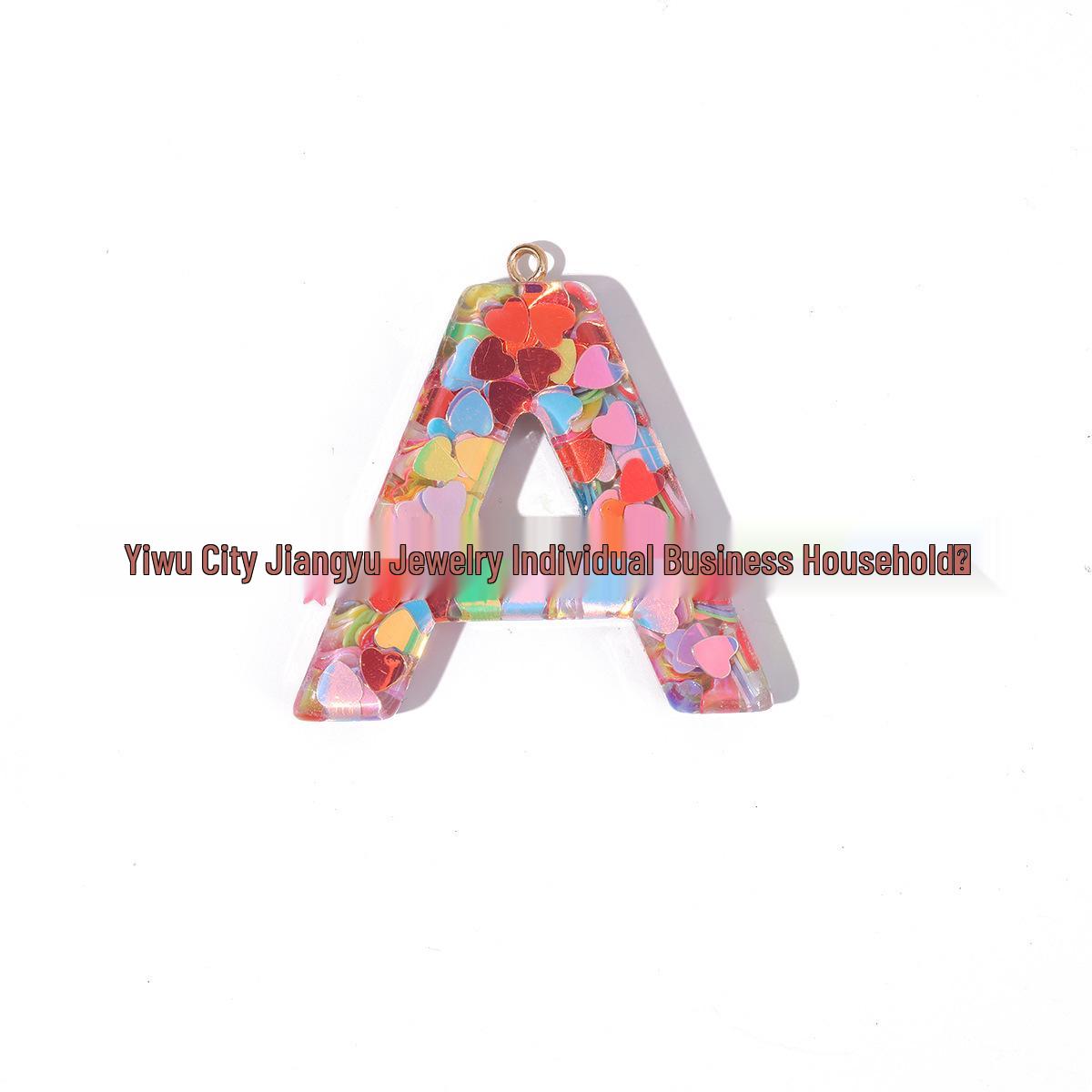

Розовое Сердце Блестки Смола Алфавит Брелок Шарм A4 Quantity 4