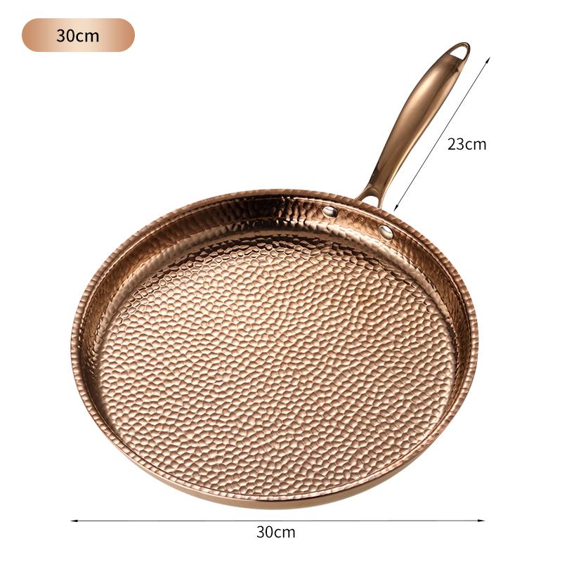 304 Stainless Steel Frying Pan Non-Stick Uncoated Omelette Frying Steak Household Hammered Pan Kitchen Cookware