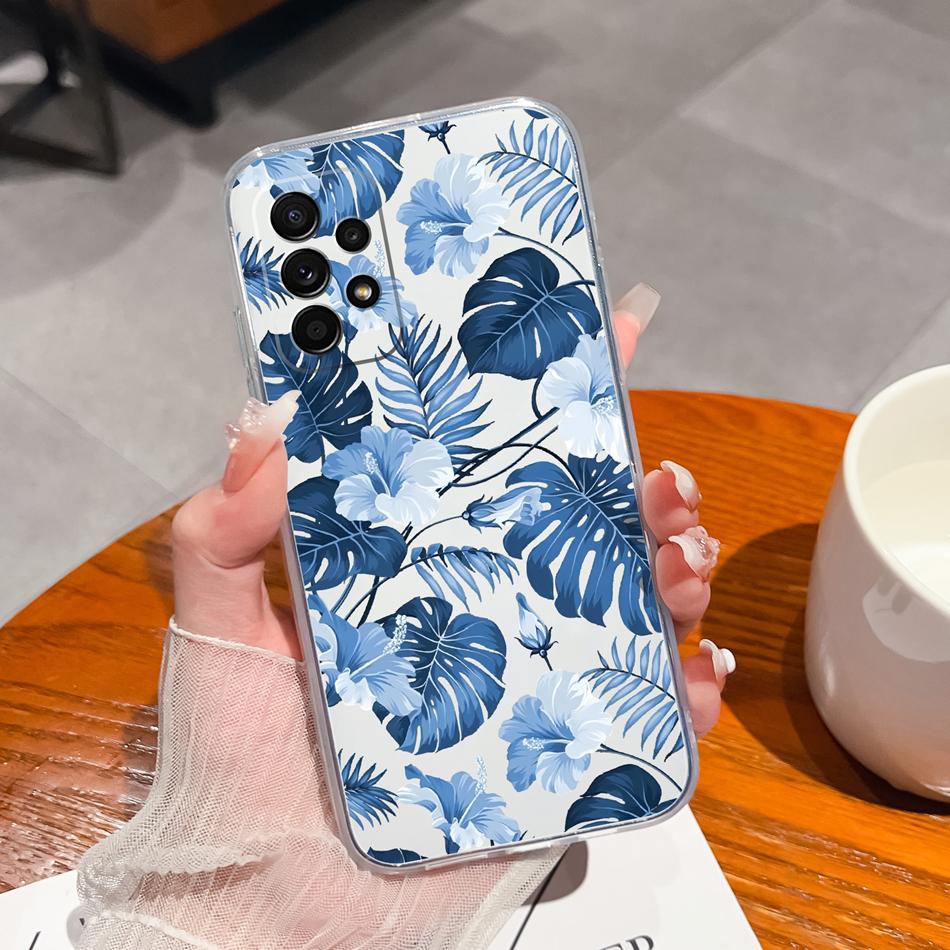 Flower Case For Samsung Galaxy A52 Phone Cover For Samsung A 52 Cases Soft Transparent Silicone Christmas Elk deer Back Covers