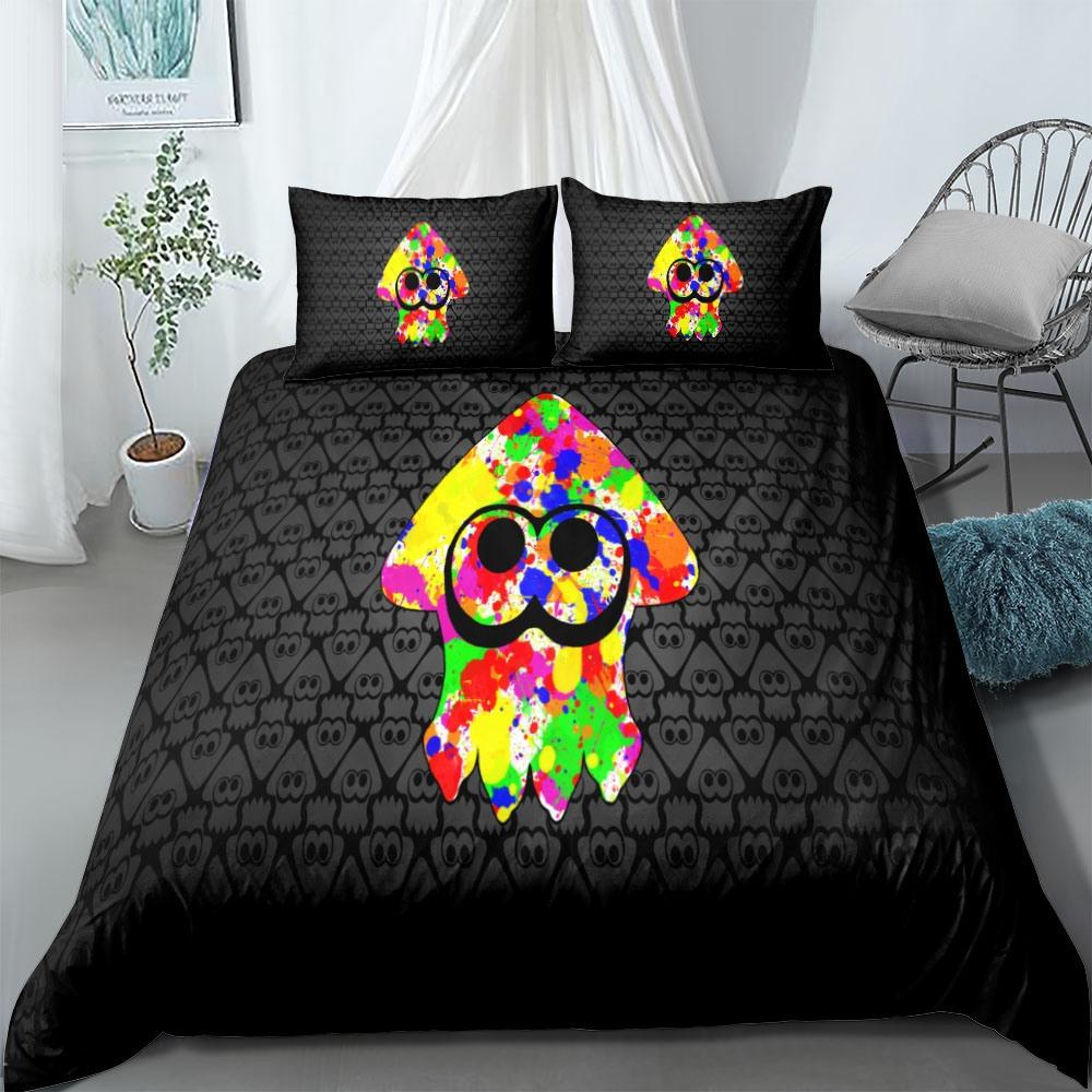 Cute Splatoon3 Cartoon Bedding Sets Exquisite Bed Supplies Set Duvet Cover Bed Comforter Set Bedding Set Luxury Birthday Gift