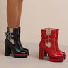 Women's high-heeled short boots sexy European and American style waterproof table thick-heeled large-size Roman boots