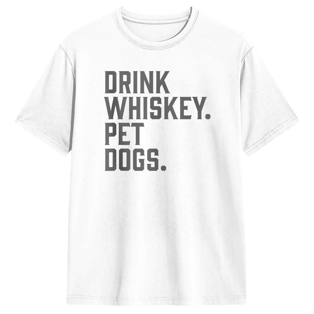 Drink Whiskey Pet Dogs Funny TShirt Unisex Vintage T Shirts Summer ONeck Trendy Cool Tee Shirt Print Oversized Clothes