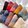 Elegant Women's Double-Sided Cashmere-Feel Scarf Shawl for Autumn & Winter - Thick, Warm, Dual-Use Neck Protection.