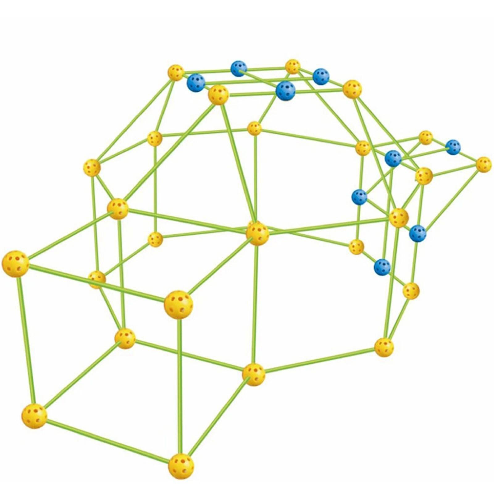 

Детский светящийся набор для строительства форта - Конструктор, Детская игровая палатка для игр в помещении и на улице с 126 стержнями, 67 шариками и 4 нитями светодиодных фонариков One Size