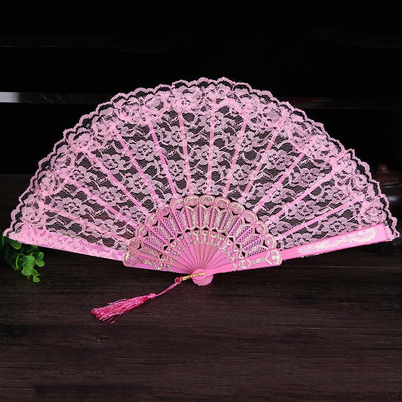 1ks Jednobarevná dutá krajka skládací vějíře Festivalový dárek Ruční dekorativní vějíře na květiny