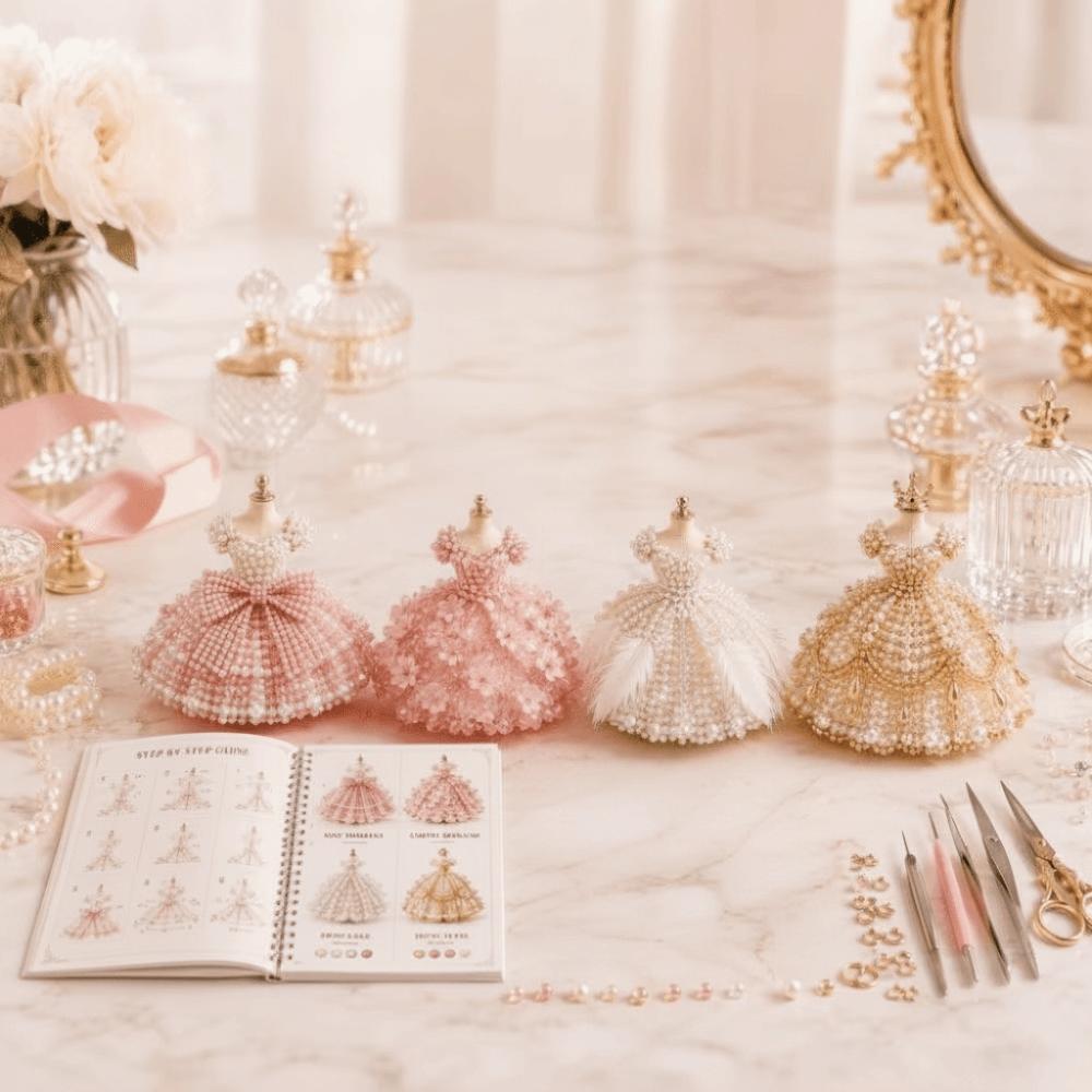 Tiny Beads Beaded Dress Kit 3D Design Bead Weaving Kit Creative DIY Bead Craft Kit Gift Giving