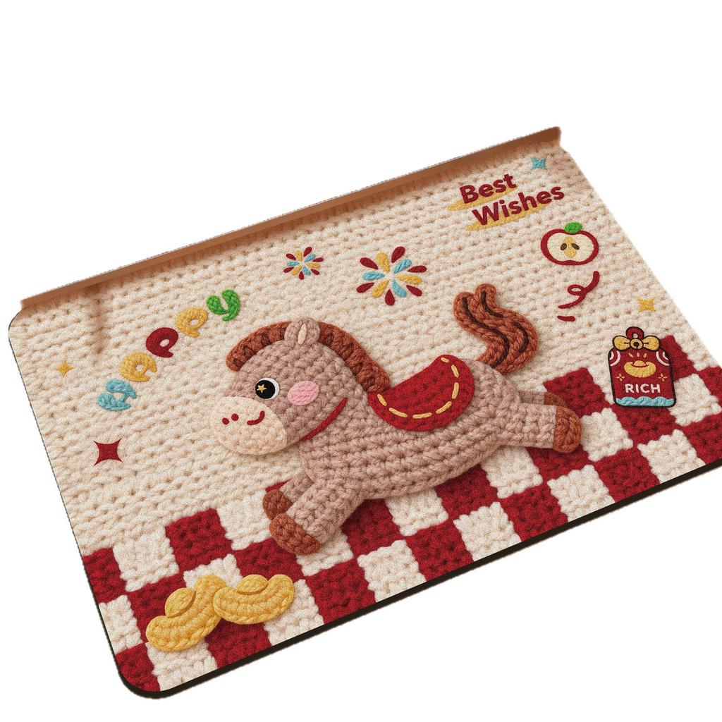 5D wool woven wind bathroom floor mat household diatom mud floor mat New Year's floor mat red carpet Tianjin carpet