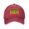 Caution Grumpy Old Unisex  Casual Baseball Cap  Running Hippie Hip Hop Hats Summer Sunscreen FeUnisex Unisex Vintage Baseball Caps