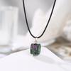 Natural Chakra Crystal Pendant Necklace High Quality Polished Assorted Stones Black Leather Rope Jewelry Gift for Yoga Enthusiasts